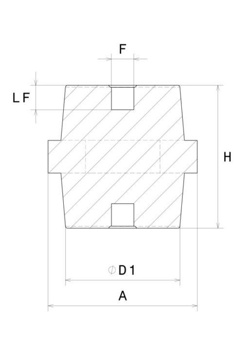 Polyester / fiberglass insulator 40mm height 46mm hexagon M12 thread RAL 3002 - Image 2