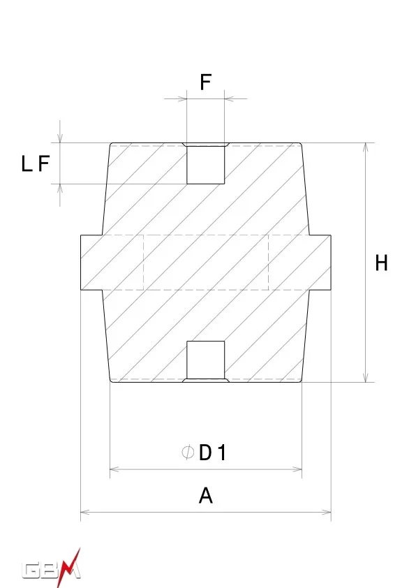 Polyester / fiberglass insulator 40mm height 46mm hexagon M12 thread RAL 3002 - Image 2