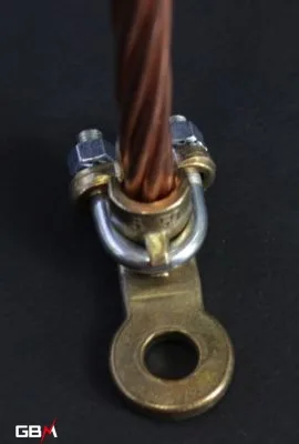 Offset round brass square lug for conductor from 10 to 50 mm² for M8 screws