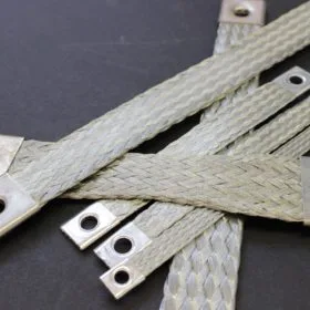 Flat tinned copper earthing braids with cross section 6 mm² to 75 mm²
