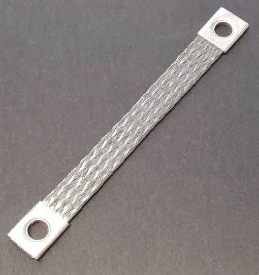 Flat tinned copper earthing braids with cross section 6 mm² to 75 mm²